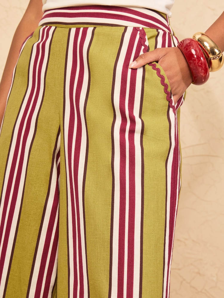 Love & Roses Cotton/Linen Blend Stripe Trousers - Imagen 2 de 4