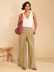 Love & Roses Cotton/Linen Blend Stripe Trousers - Imagen 3 de 4