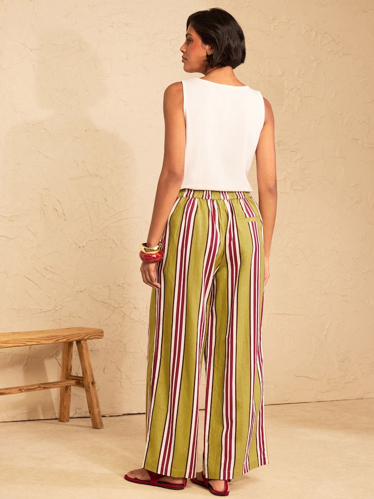 Love & Roses Cotton/Linen Blend Stripe Trousers - Imagen 4 de 4