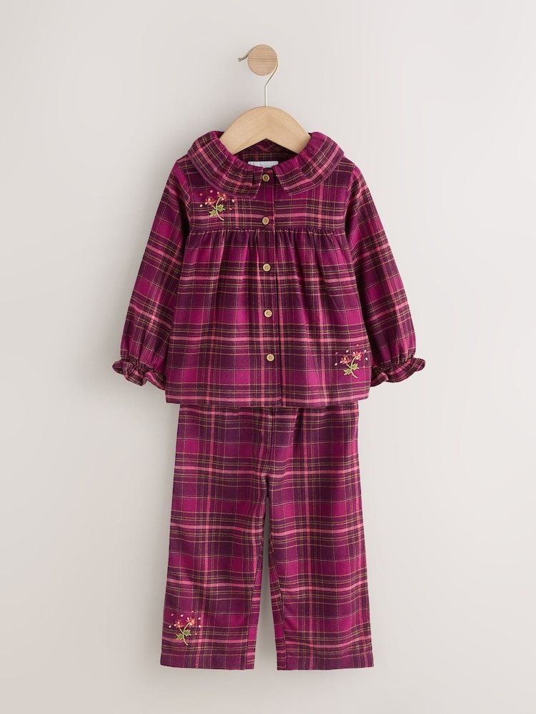 Purple Check Woven Button Through Pyjamas (9mths-10yrs) - Image 1 of 4