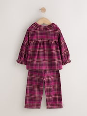Purple Check Woven Button Through Pyjamas (9mths-10yrs) - Image 2 of 4