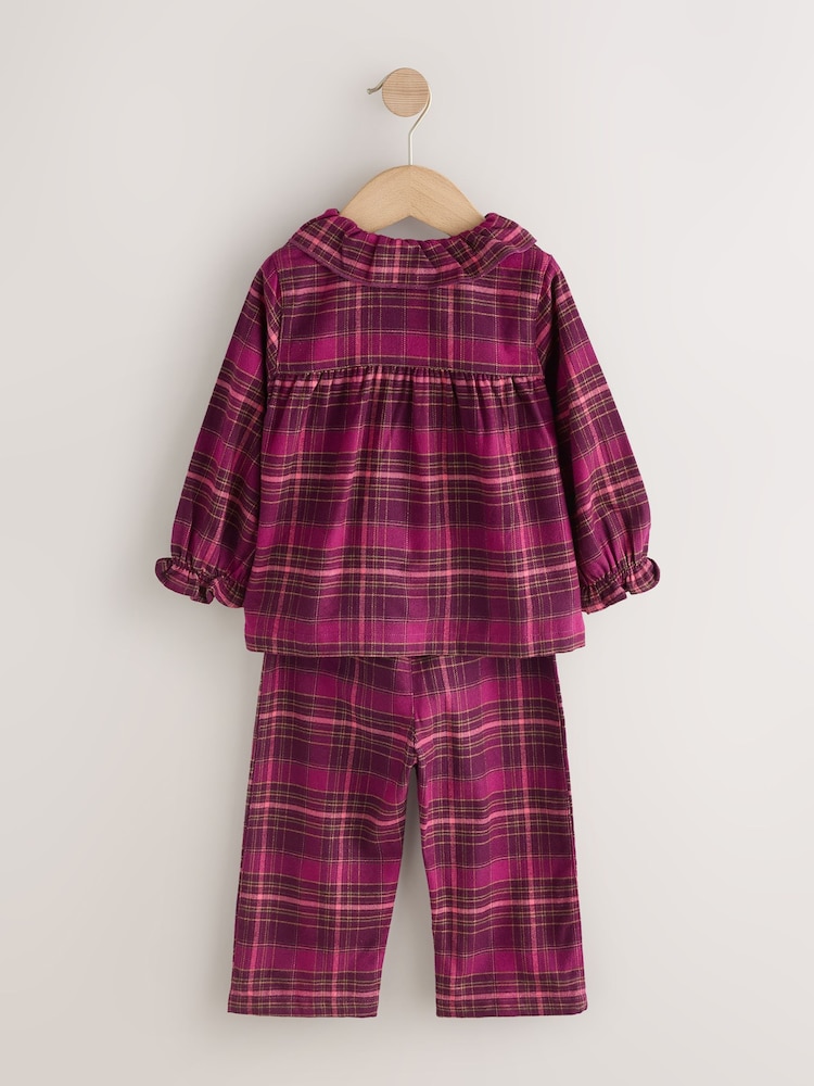 Purple Check Woven Button Through Pyjamas (9mths-10yrs) - Image 2 of 4