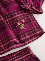 Purple Check Woven Button Through Pyjamas (9mths-10yrs) - Image 3 of 4