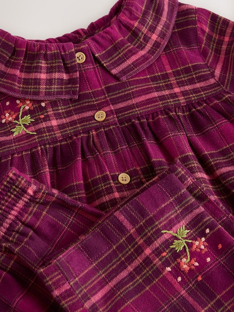 Purple Check Woven Button Through Pyjamas (9mths-10yrs) - Image 4 of 4