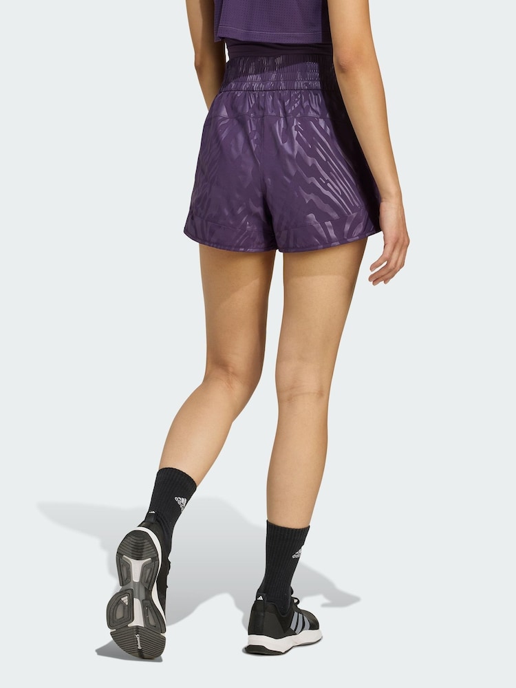 adidas Purple AOP Pacer Training Woven High Rise Shorts - Image 2 of 6 adidas Purple AOP Pacer Training Woven High Rise Shorts - Image 2 of 6