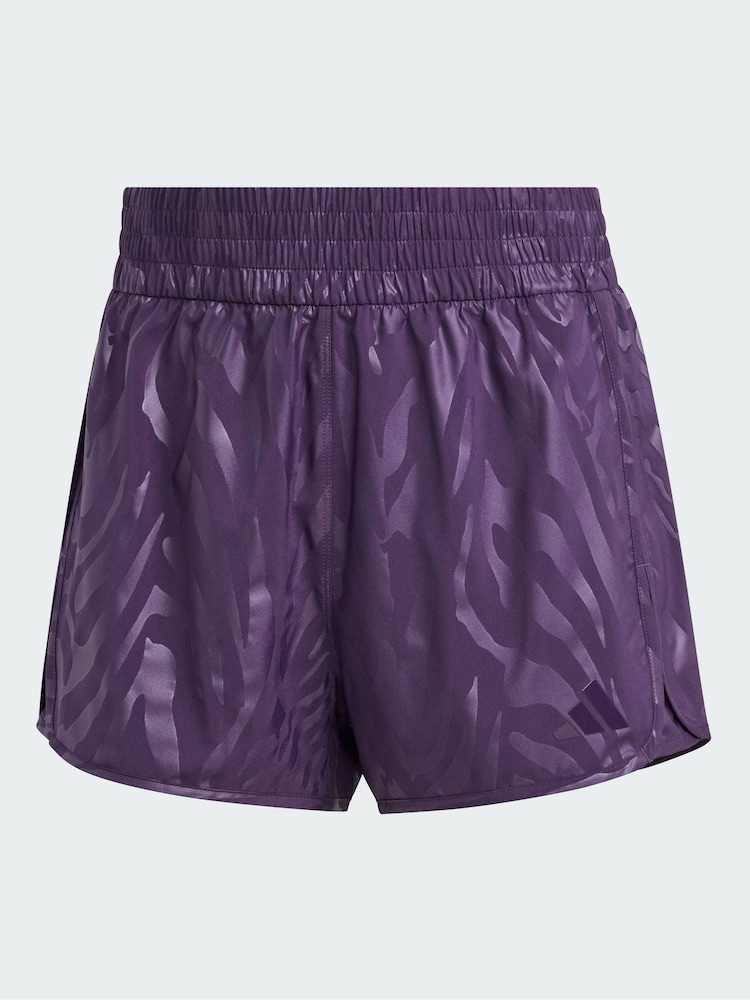 adidas Purple AOP Pacer Training Woven High Rise Shorts - Image 6 of 6 adidas Purple AOP Pacer Training Woven High Rise Shorts - Image 6 of 6