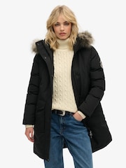 Superdry Black Everest Faux Fur Parka Coat - Image 1 of 7