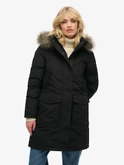 Superdry Black Everest Faux Fur Parka Coat - Image 3 of 7