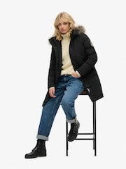 Superdry Black Everest Faux Fur Parka Coat - Image 4 of 7