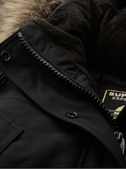 Superdry Black Everest Faux Fur Parka Coat - Image 7 of 7