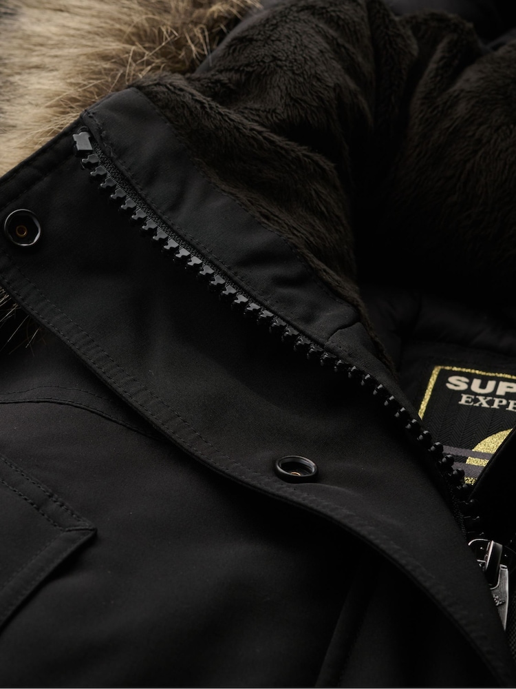 Superdry Black Everest Faux Fur Parka Coat - Image 7 of 7 Superdry Black Everest Faux Fur Parka Coat - Image 7 of 7