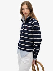 Superdry חולצת אימונית בגזרה רפויה עם רוכסן ואפליקציה, סדרת Athletic Essentials - תמונה 4 מתוך 7