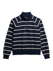 Superdry חולצת אימונית בגזרה רפויה עם רוכסן ואפליקציה, סדרת Athletic Essentials - תמונה 6 מתוך 7