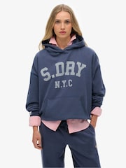 Blå - Superdry Athletic Essentials Relaxed Hettegenser - Bilde 1 av 4