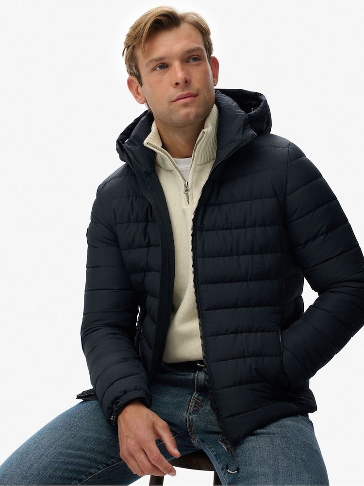 Superdry Blue Hooded Fuji Padded Jacket - Image 2 of 7