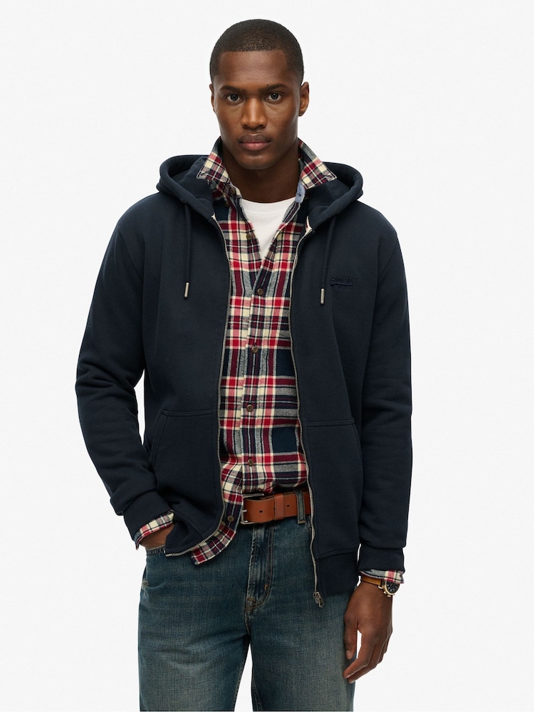 Eclipse כחול כהה - קפוצ'ון בייסיק עם רוכסן ארוך של Superdry - תמונה 1 מתוך 5