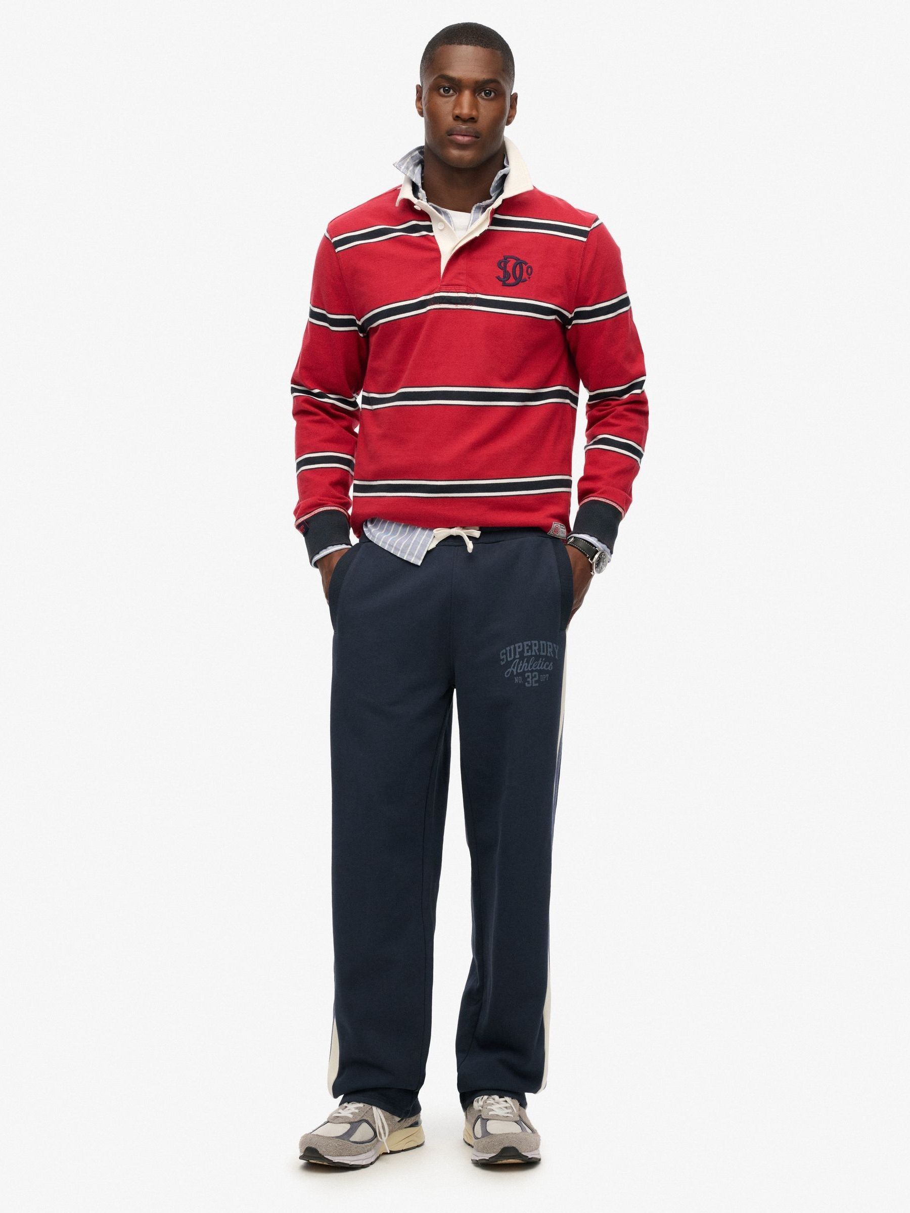Superdry Blue Straight Trousers Athletic Essentials - Image 2