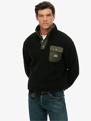 Superdry Black Fuji Popper Neck Fleece - Image 1 of 7