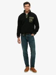 Superdry Black Fuji Popper Neck Fleece - Image 3 of 7