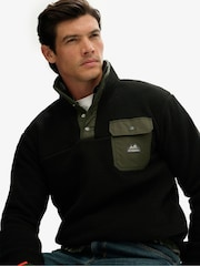 Superdry Black Fuji Popper Neck Fleece - Image 4 of 7