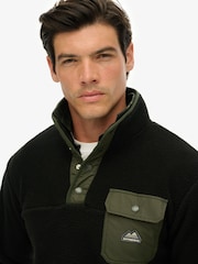 Superdry Black Fuji Popper Neck Fleece - Image 5 of 7