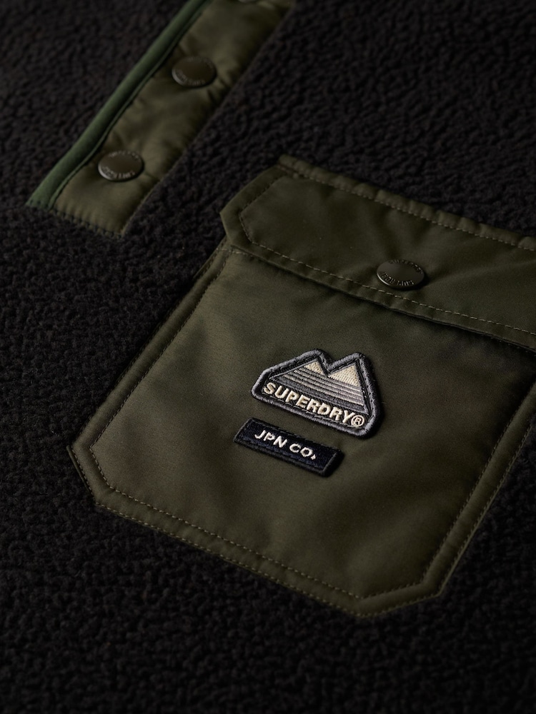 Superdry Black Fuji Popper Neck Fleece - Image 7 of 7 Superdry Black Fuji Popper Neck Fleece - Image 7 of 7