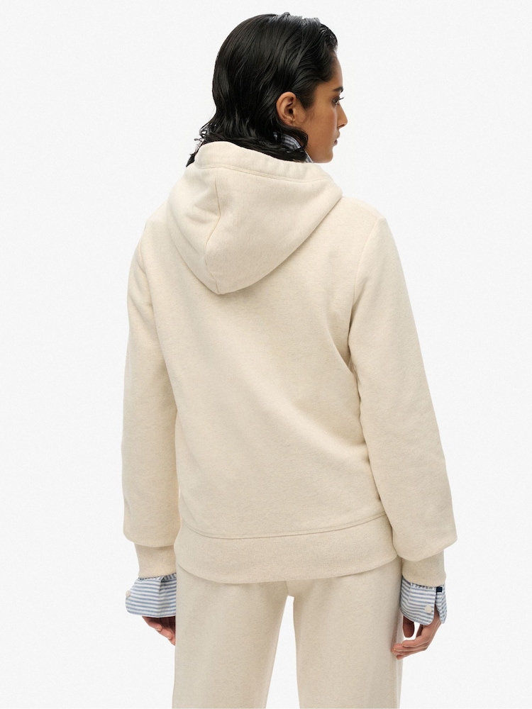 Superdry Nude Essential Logo Zip Hoodie - Image 2 of 6 Superdry Nude Essential Logo Zip Hoodie - Image 2 of 6