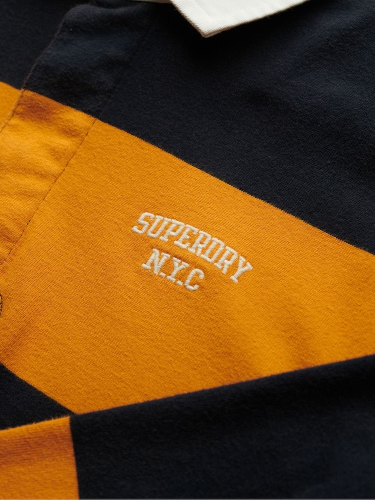 Superdry Blue Vintage Athletic Stripe Rugby  T-Shirt - Image 5 of 5
