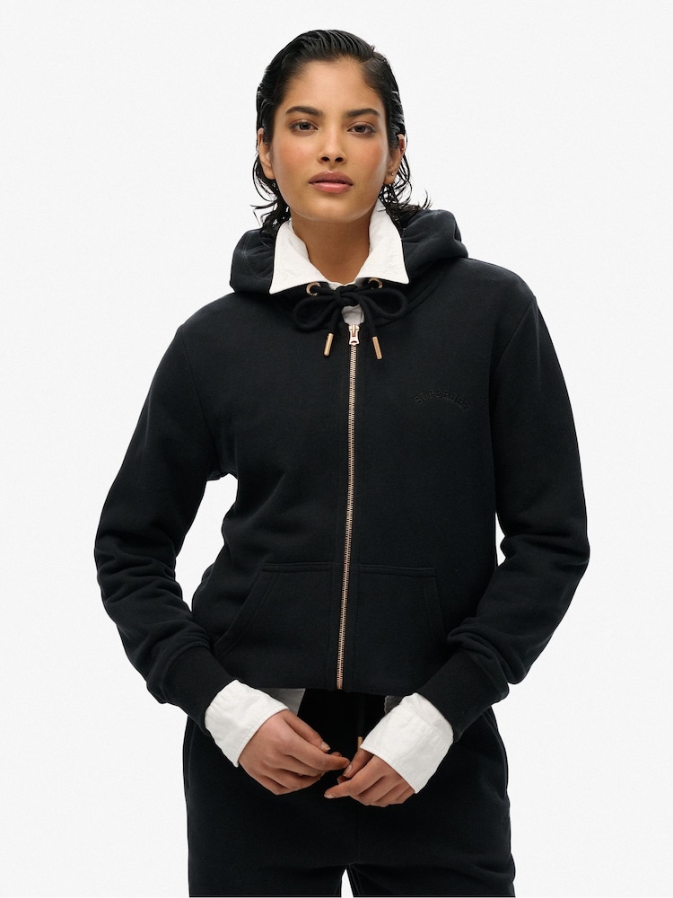 Superdry Black Essential Logo Zip Hoodie - Image 1 of 5