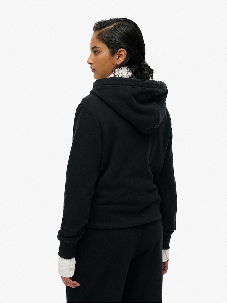 Superdry Black Essential Logo Zip Hoodie - Image 2 of 5