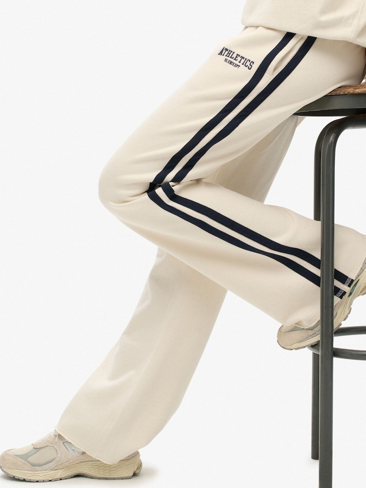 Hvit - Superdry Joggebukser med stripete flare - Bilde 1 av 6