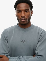Superdry Blue Micro Logo Crew Jumper - Image 4 of 7