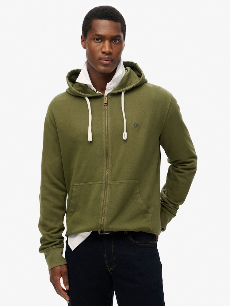 Superdry Green Classic Essential Zip Hoodie - Image 1 of 6