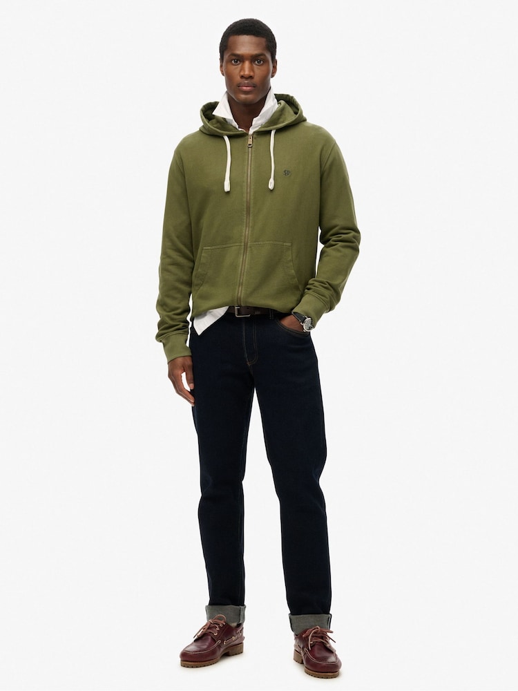 Superdry Green Classic Essential Zip Hoodie - Image 2 of 6