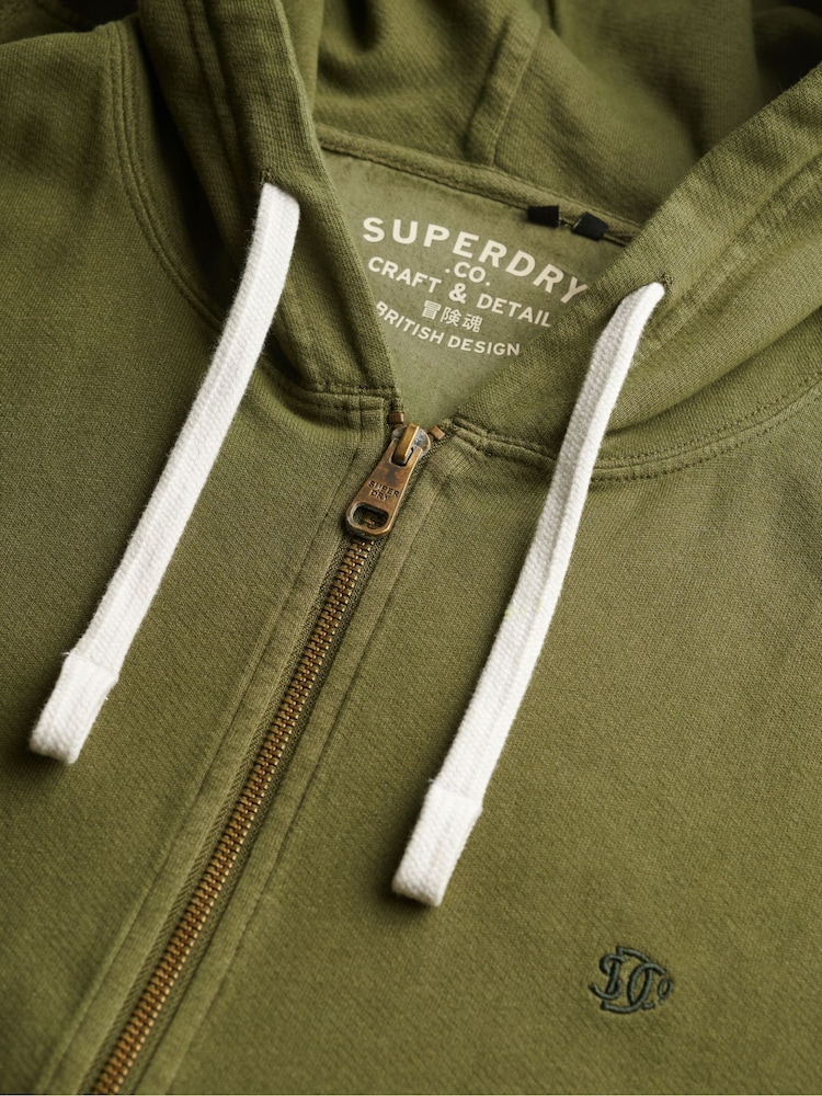Superdry Green Classic Essential Zip Hoodie - Image 6 of 6