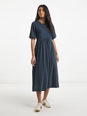Simply Be Blue Acid Wash Boxy Sleeve Midi Dress - Image 1 of 4