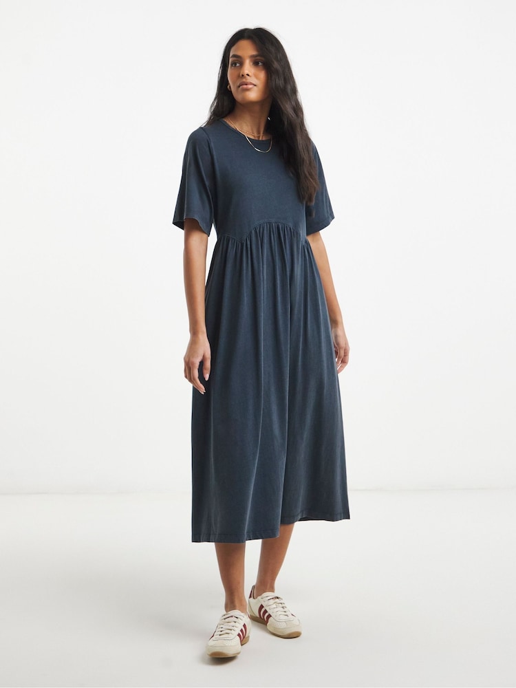 Simply Be Blue Acid Wash Boxy Sleeve Midi Dress - Image 1 of 4