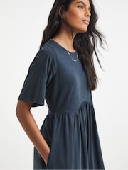 Simply Be Blue Acid Wash Boxy Sleeve Midi Dress - Image 3 of 4