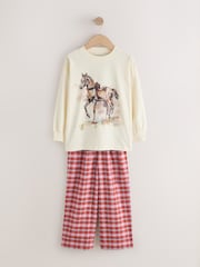 Red/Ecru Horse Print - Wide Leg Woven Pyjamas 1 pack (3-16yrs) - Image 5 de 8