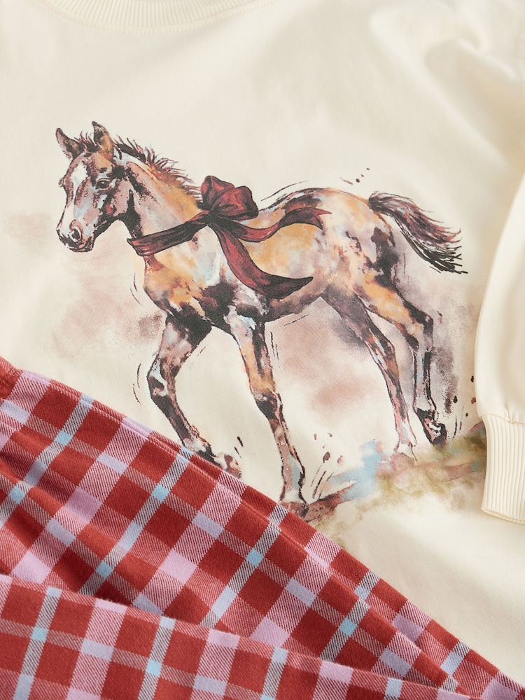 Red/Ecru Horse Print - Wide Leg Woven Pyjamas 1 pack (3-16yrs) - Image 8 de 8 Red/Ecru Horse Print - Wide Leg Woven Pyjamas 1 pack (3-16yrs) - Image 8 de 8