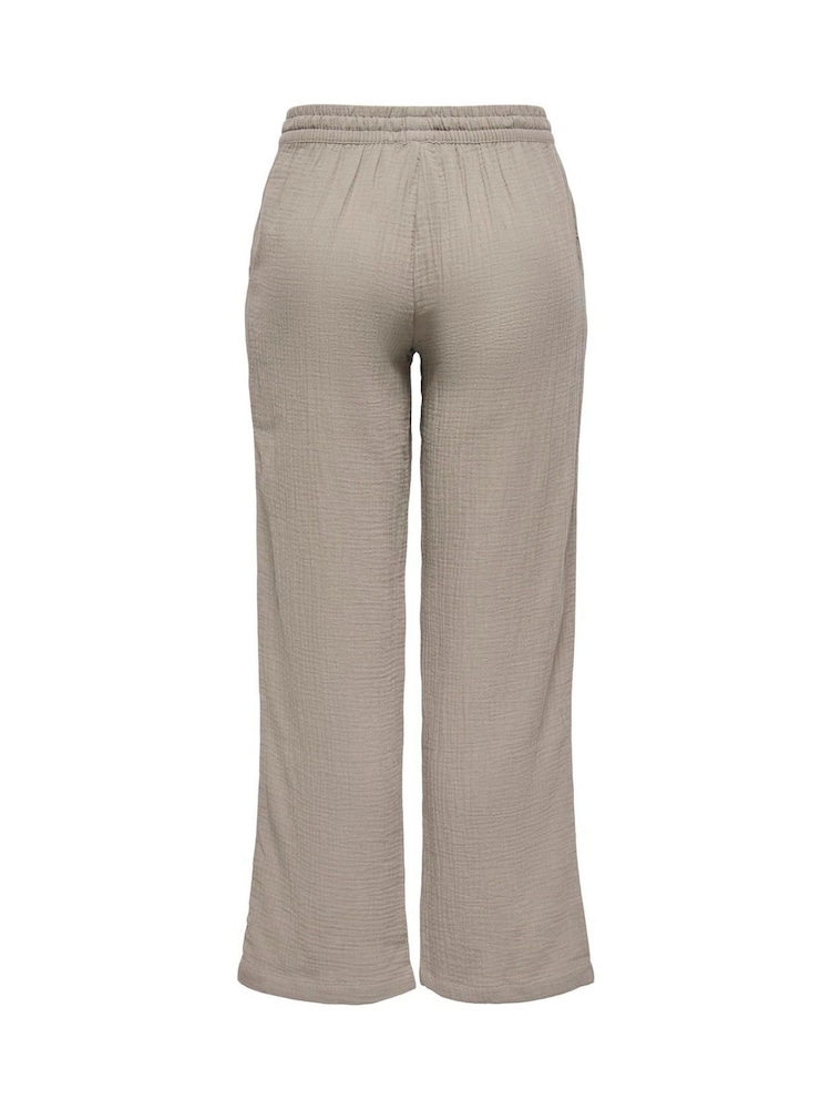 JDY Natural Cheesecloth Wide Leg Trousers - Image 6 of 6