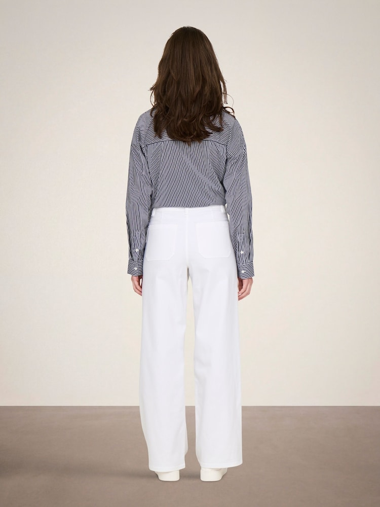 JDY White High Waist Wide Leg Jeans - Image 2 of 6