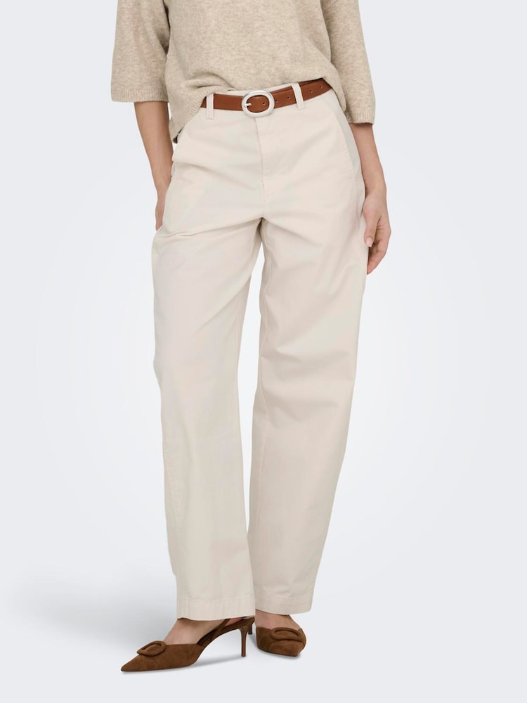JDY White Barrel High Waist Trousers - Image 1 of 6