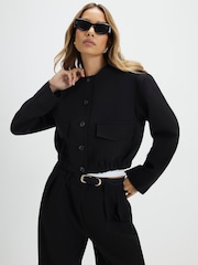 River Island Pocket Front Collarless Bomber Jacket - Εικόνα 1 από 4