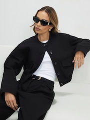 River Island Pocket Front Collarless Bomber Jacket - Εικόνα 4 από 4