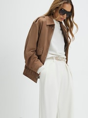 River Island Cream High Waisted Belted Wide Leg Trousers - Image 2 of 4