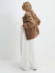 River Island Cream High Waisted Belted Wide Leg Trousers - Image 4 of 4