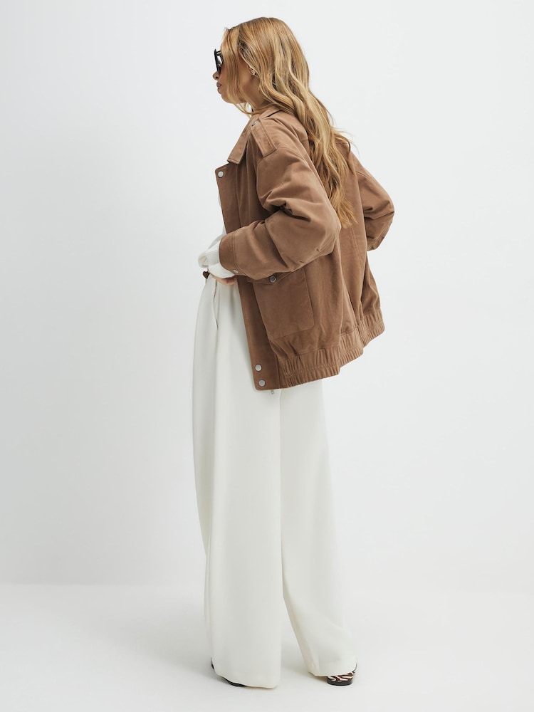 River Island Cream High Waisted Belted Wide Leg Trousers - Image 4 of 4