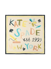 Kate Spade White Scribble Silk Square Scarf - Image 1 of 4