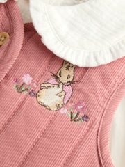 JoJo Maman Bébé Rose Pink Peter Rabbit Flopsy Bunny Blouse, Legging & Gilet Baby Set - Image 10 of 11